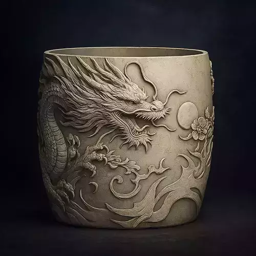 Dragon Plant Pot Japanese Style with Drainage No Supports