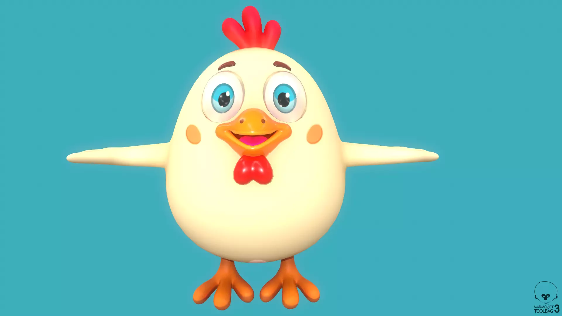 Stylized Nude Chiken for Games and Animation Low-poly 3D model_4