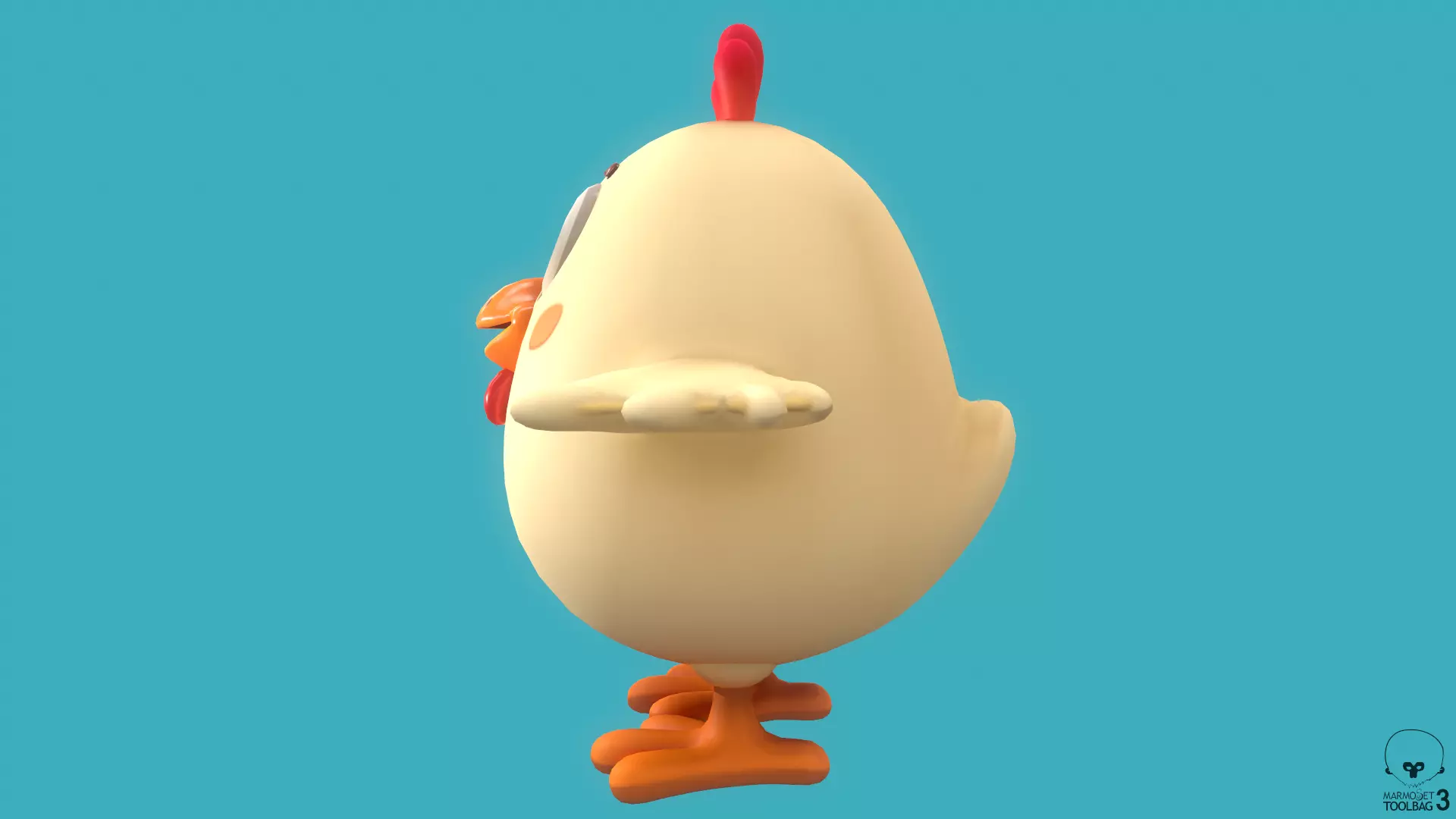 Stylized Nude Chiken for Games and Animation Low-poly 3D model_5