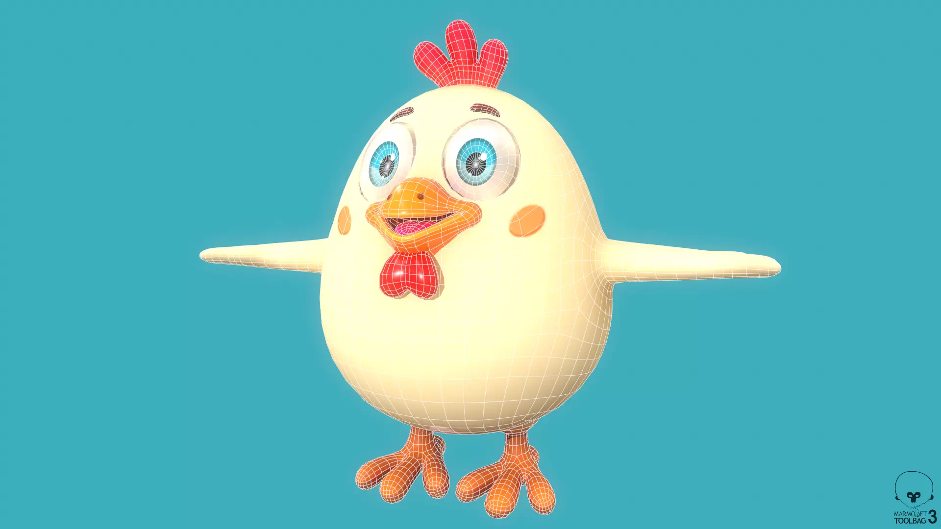 Stylized Nude Chiken for Games and Animation Low-poly 3D model_7