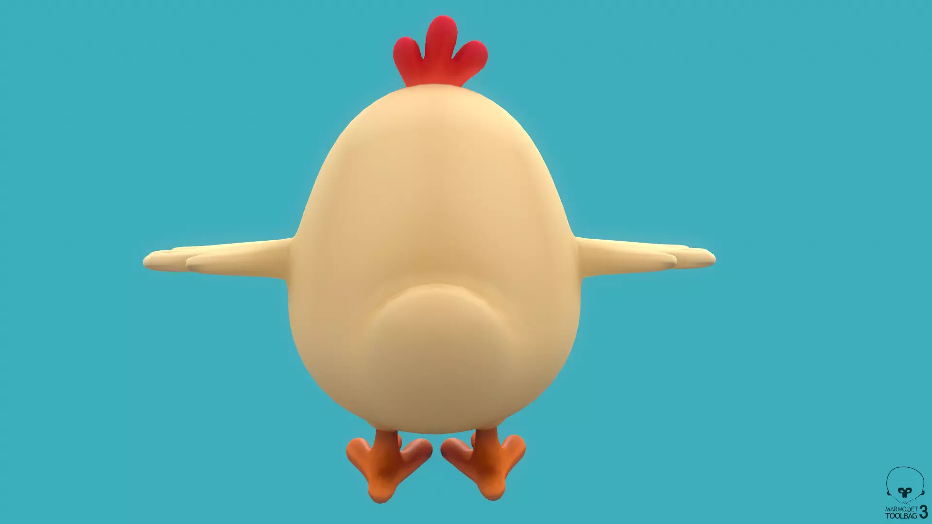 Stylized Nude Chiken for Games and Animation Low-poly 3D model_6