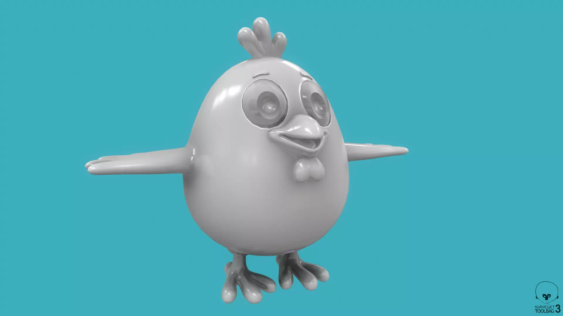 Stylized Nude Chiken for Games and Animation Low-poly 3D model_8