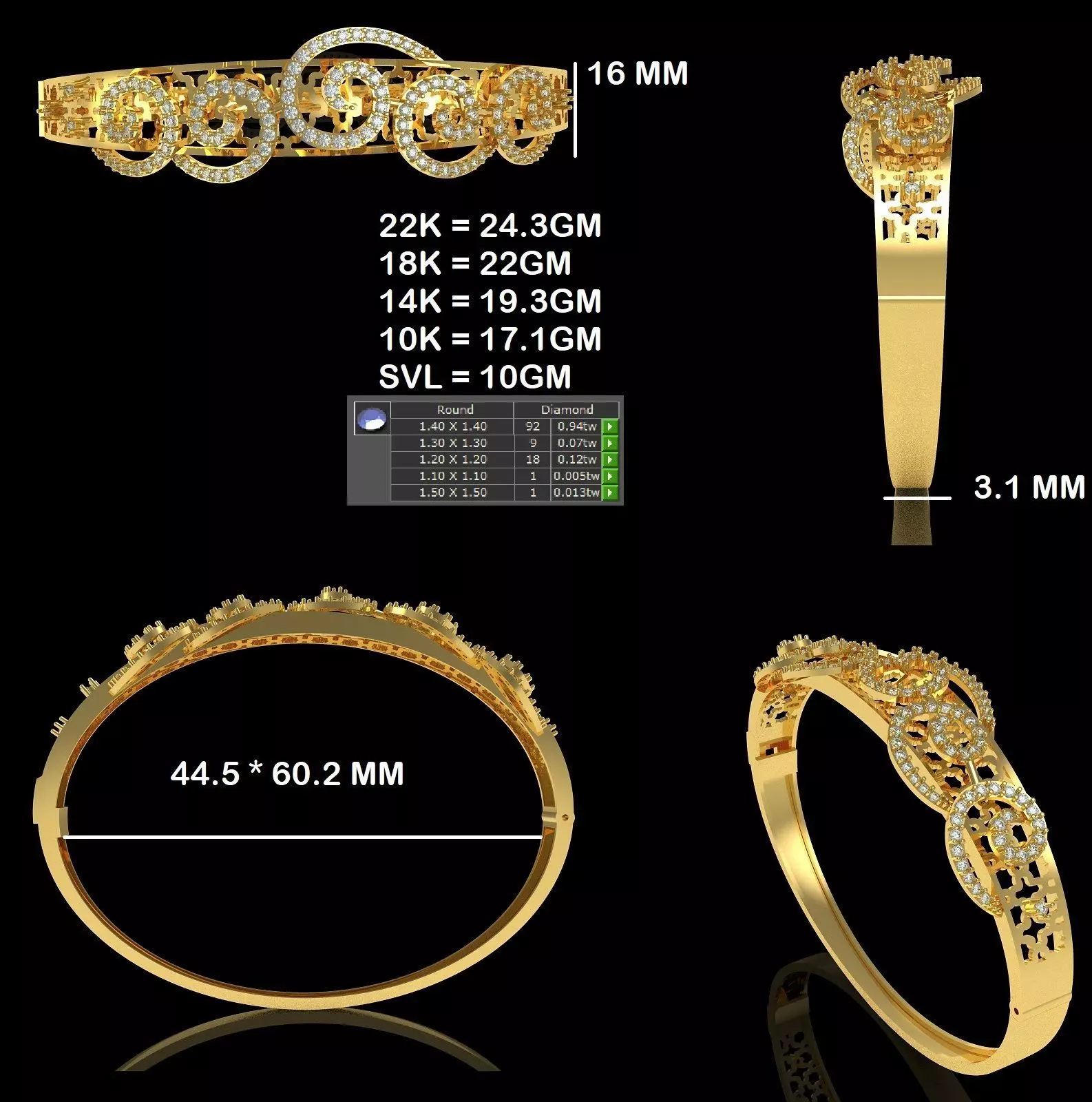 Art Deco Bracelet 40 3D print model_30