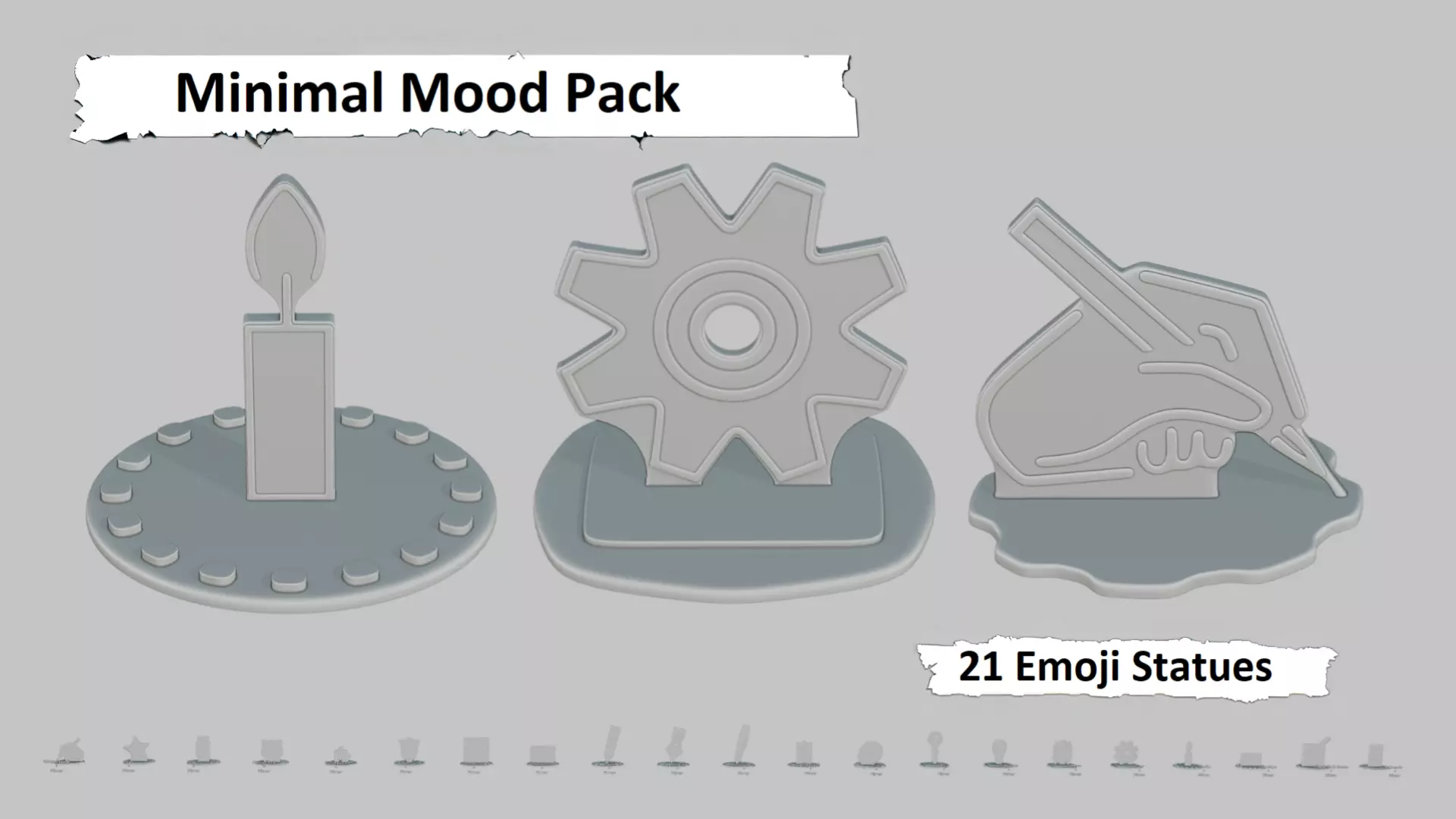 Minimal Mood Pack Emoji Statues 3D print model