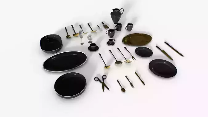 Kitchenware set 2 Low-poly 3D model