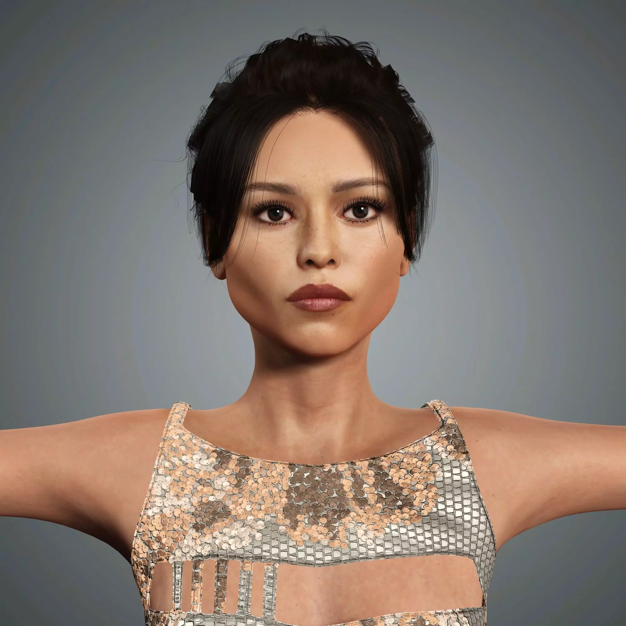 Jenna Ortega Character 3D Model Low-poly  Low-poly 3D model_13