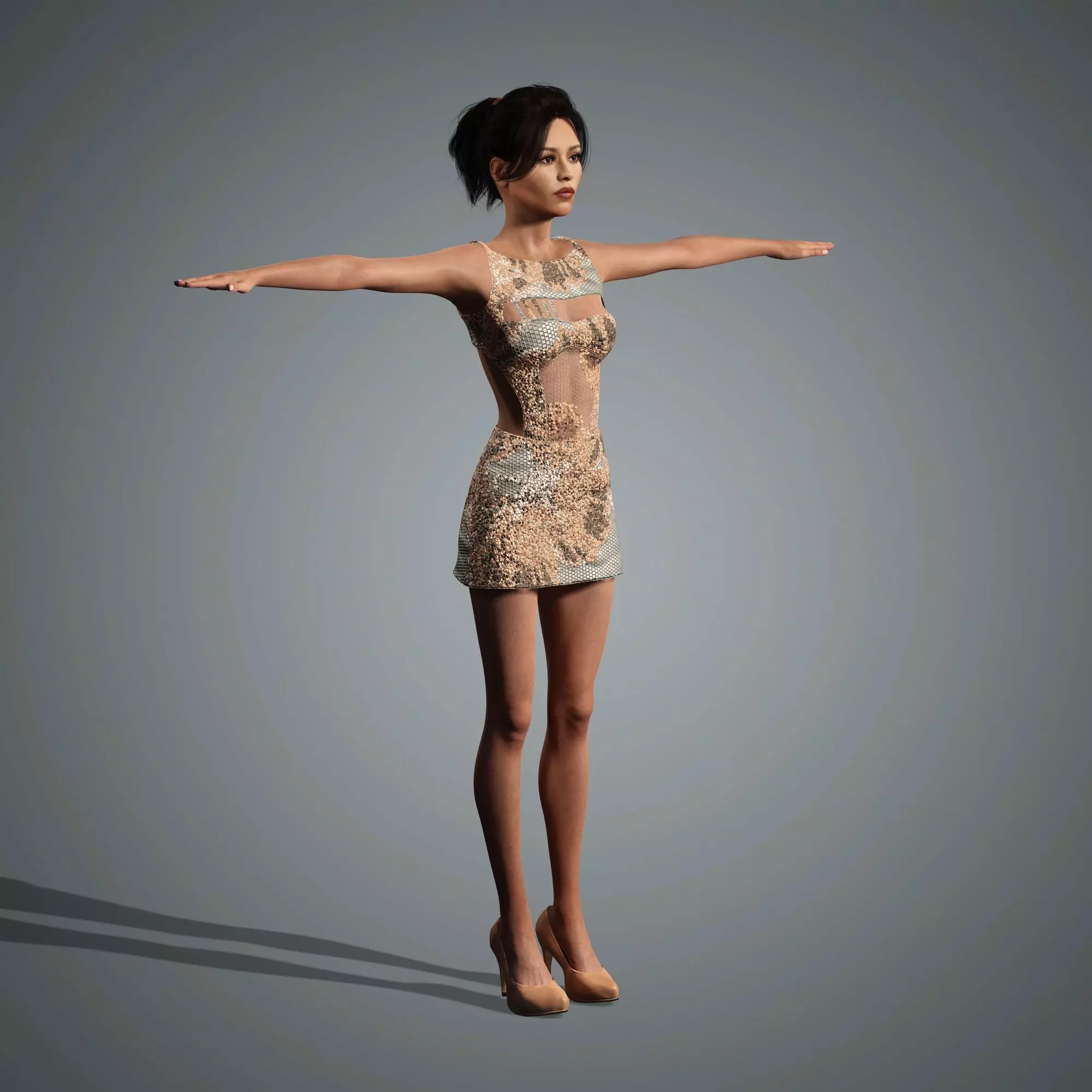 Jenna Ortega Character 3D Model Low-poly  Low-poly 3D model_4