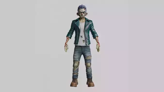 Stylized Zombie Character  Rigged Game Ready  PBR Textured