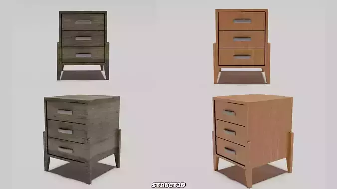 Struct3D - Nightstand 3D  4K Lowpoly PBR Free low-poly 3D model