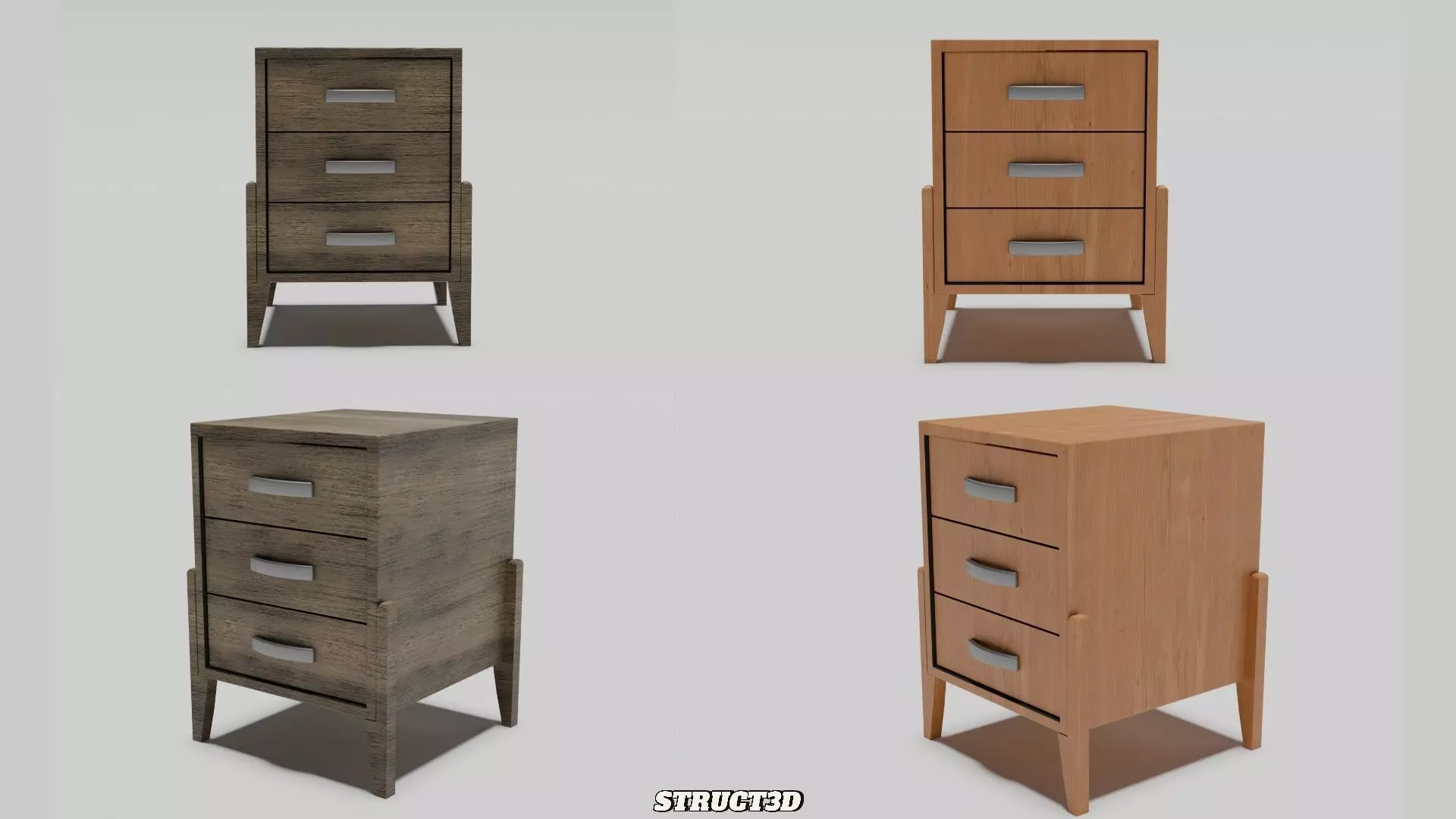 Struct3D - Nightstand 3D 4K Lowpoly PBR Free low-poly 3D model