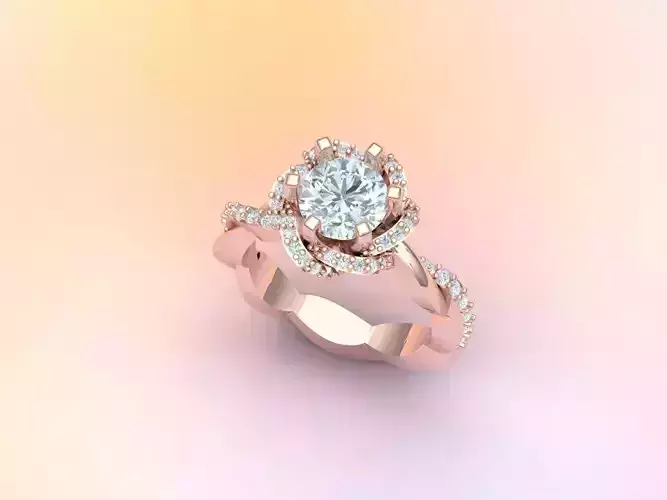 Wedding Engagement Halo Ring 3D print model 