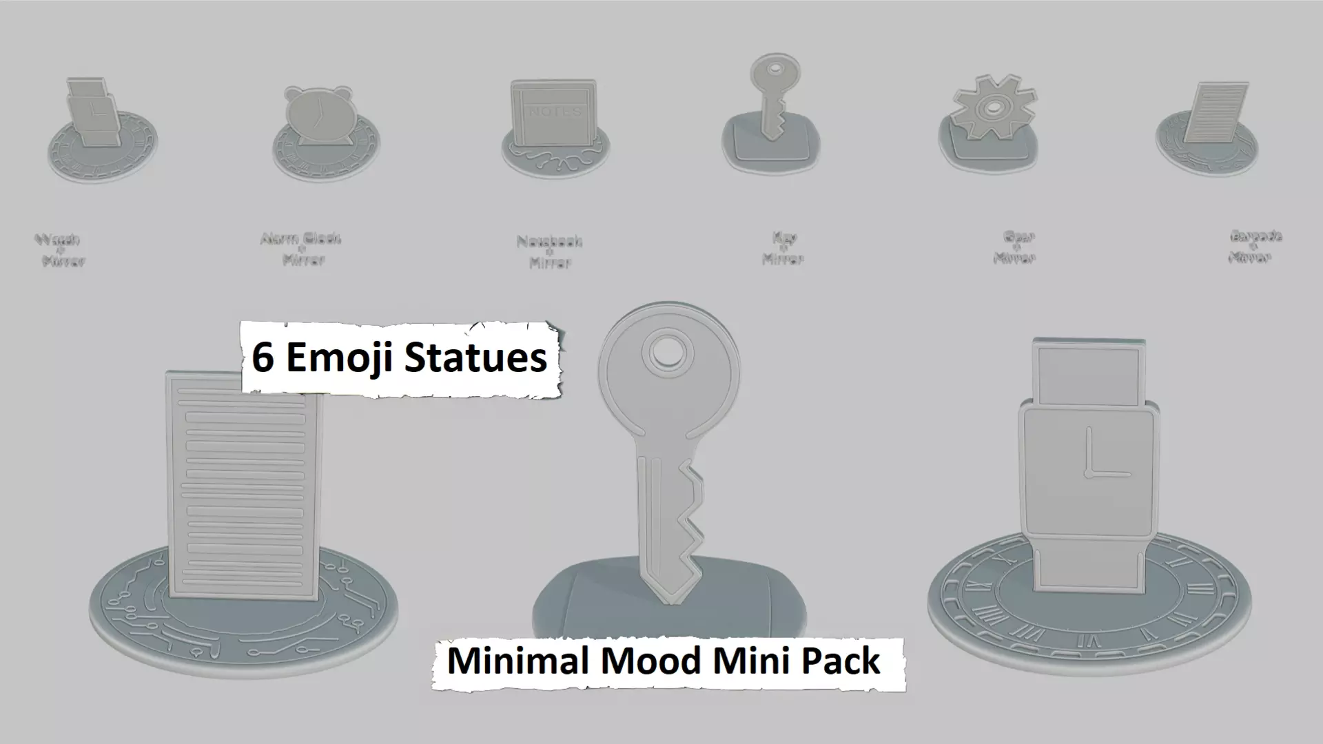 Minimal Mood Mini Pack Emoji Statues 3D print model