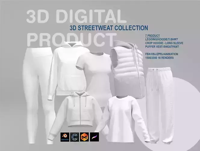 Female Street Wear Collection 3D model