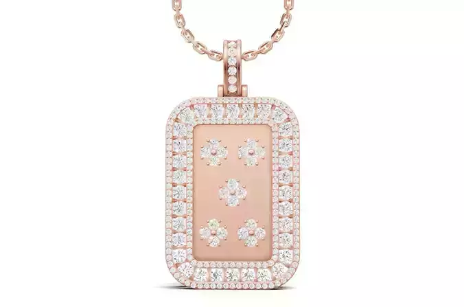 Rectangle Diamond Tag Pendant 3D Design