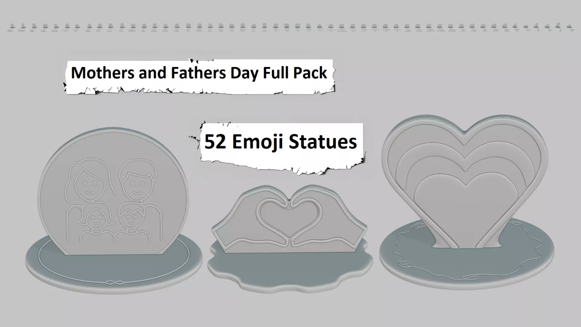 Mothers and Fathers Day Full Pack Emoji Statues 3D print model