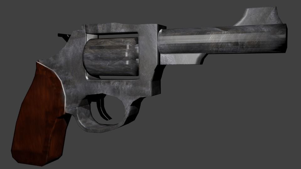 Magnum Revolver low poly Low-poly 3D model_0
