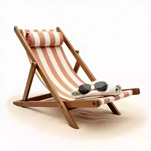 Beach Chair with Summer Accessories 3D Model Low-poly 3D model