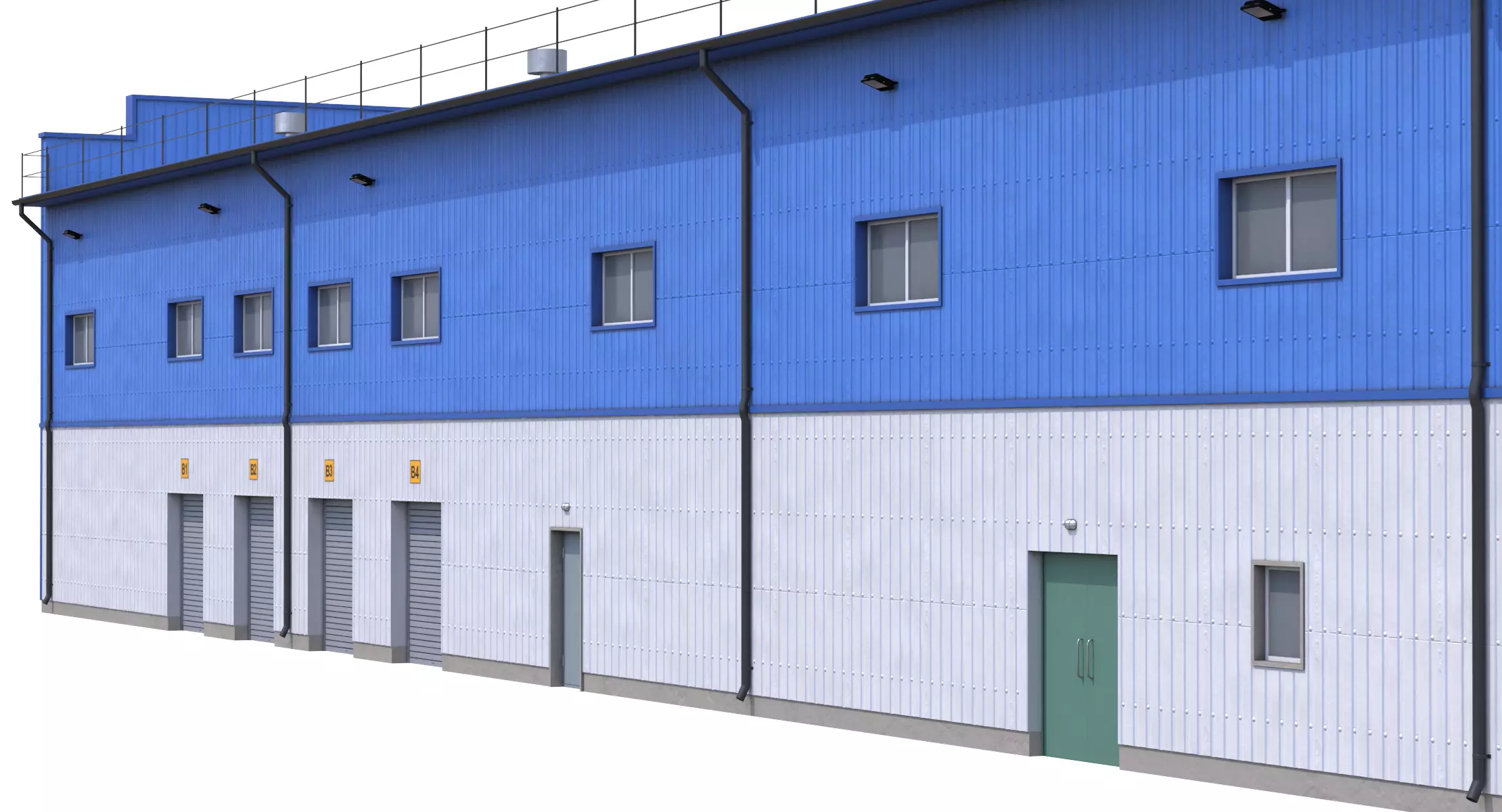 Industrial Building 17 Blue Low-poly 3D model_7