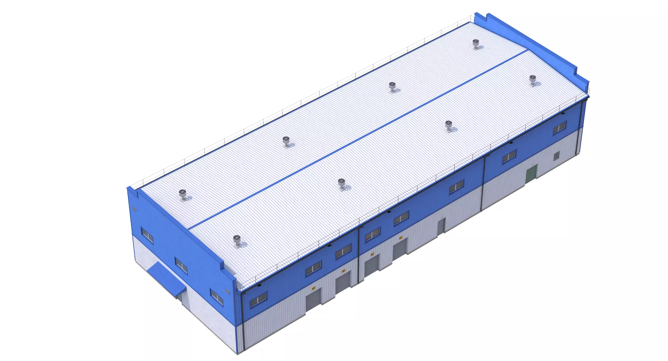 Industrial Building 17 Blue Low-poly 3D model_8