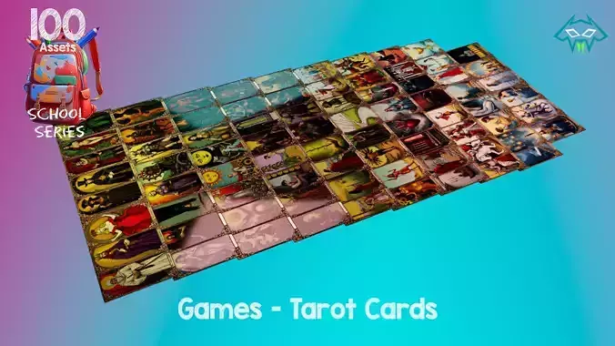 Games - Tarot Cards - 100 Assets - School Series Low-poly 3D model