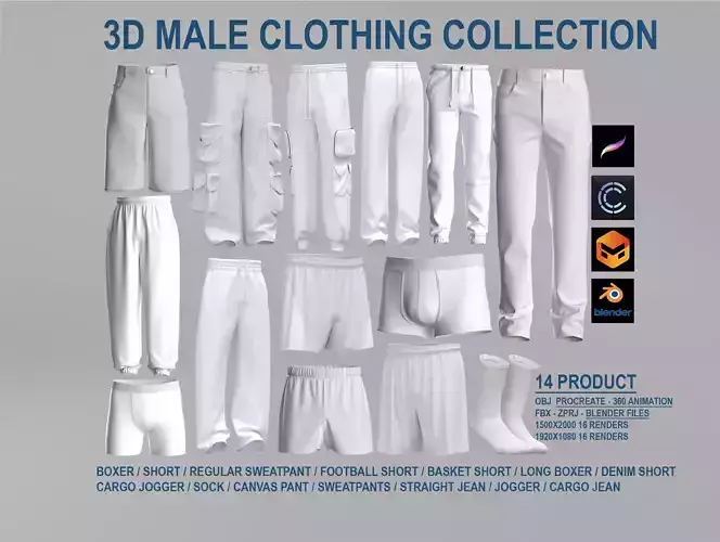 Male Clothing Collection 3D model