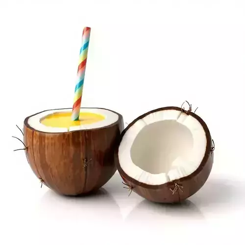 Fresh Coconut Cocktail 3D Model Low-poly 3D model