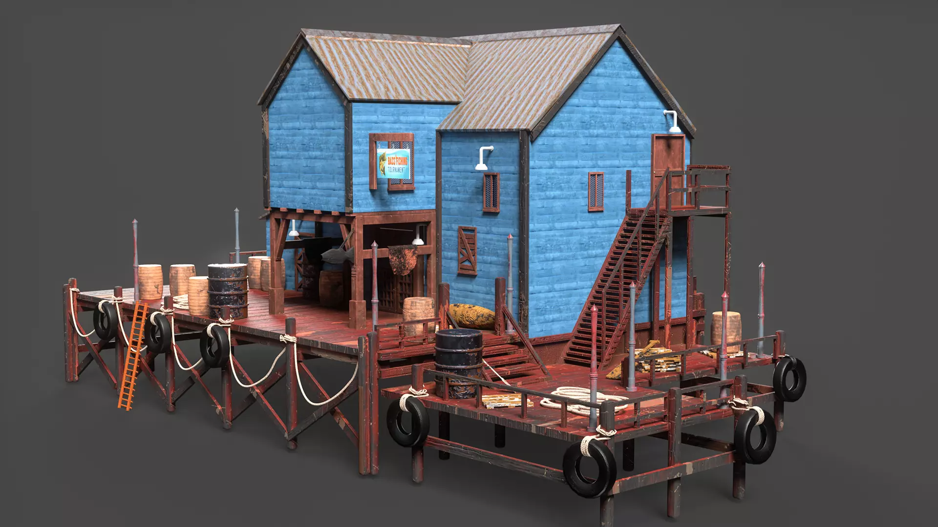 Fishing Bait Shop  Low Poly Game-Ready 3D Model Low-poly 3D model_0