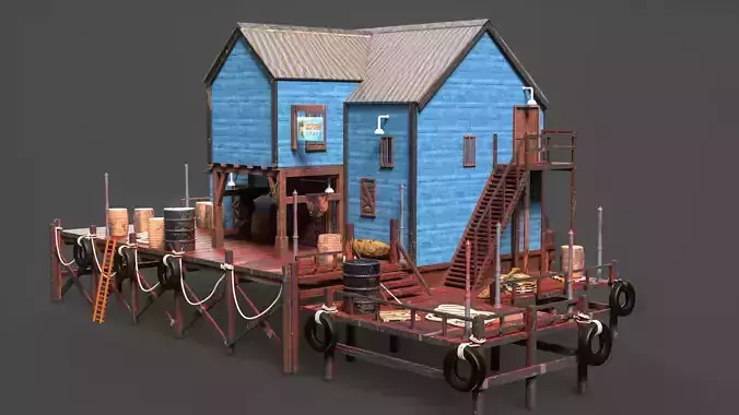 Fishing Bait Shop  Low Poly Game-Ready 3D Model Low-poly 3D model Fishing Bait Shop  Low Poly Game-Ready 3D Model Low-poly 3D model