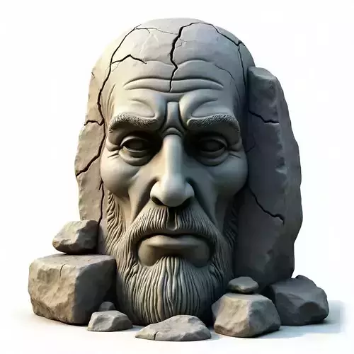 Ancient Sage Stone Head 3D Model Low-poly 3D model