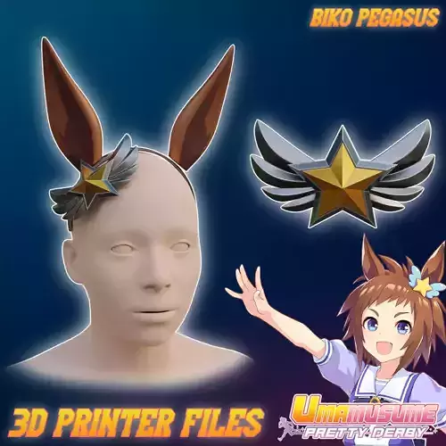 Biko Pegasus Cosplay Ears Accessories Uma Musume Pretty Derby 3D print model