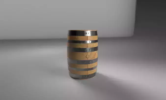 15 Gallon Oak Barrel - Game-Ready Asset
