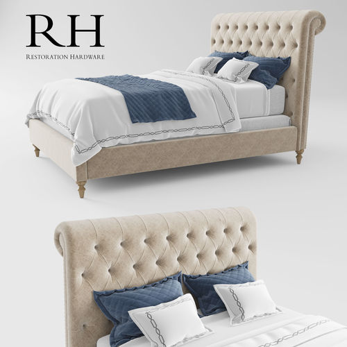 RH Chesterfield Fabric Bed 3D model