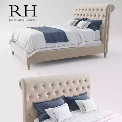RH Chesterfield Fabric Bed