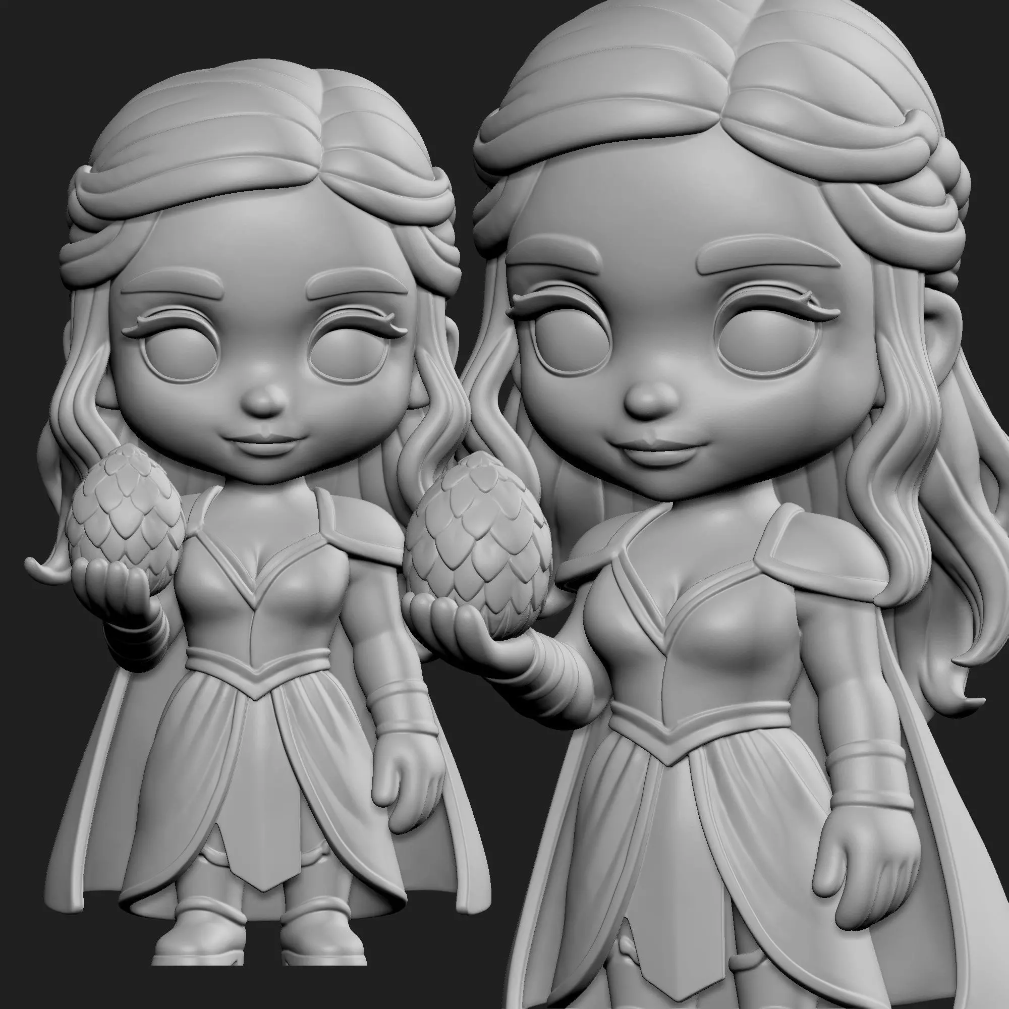 Daenerys Targaryen Chibi Dragon Queen 3D print model_0