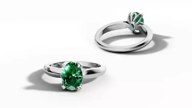 8x6 Oval Solitaire Engagement Ring 1ct Oval Stone 3dmodel 3D print model