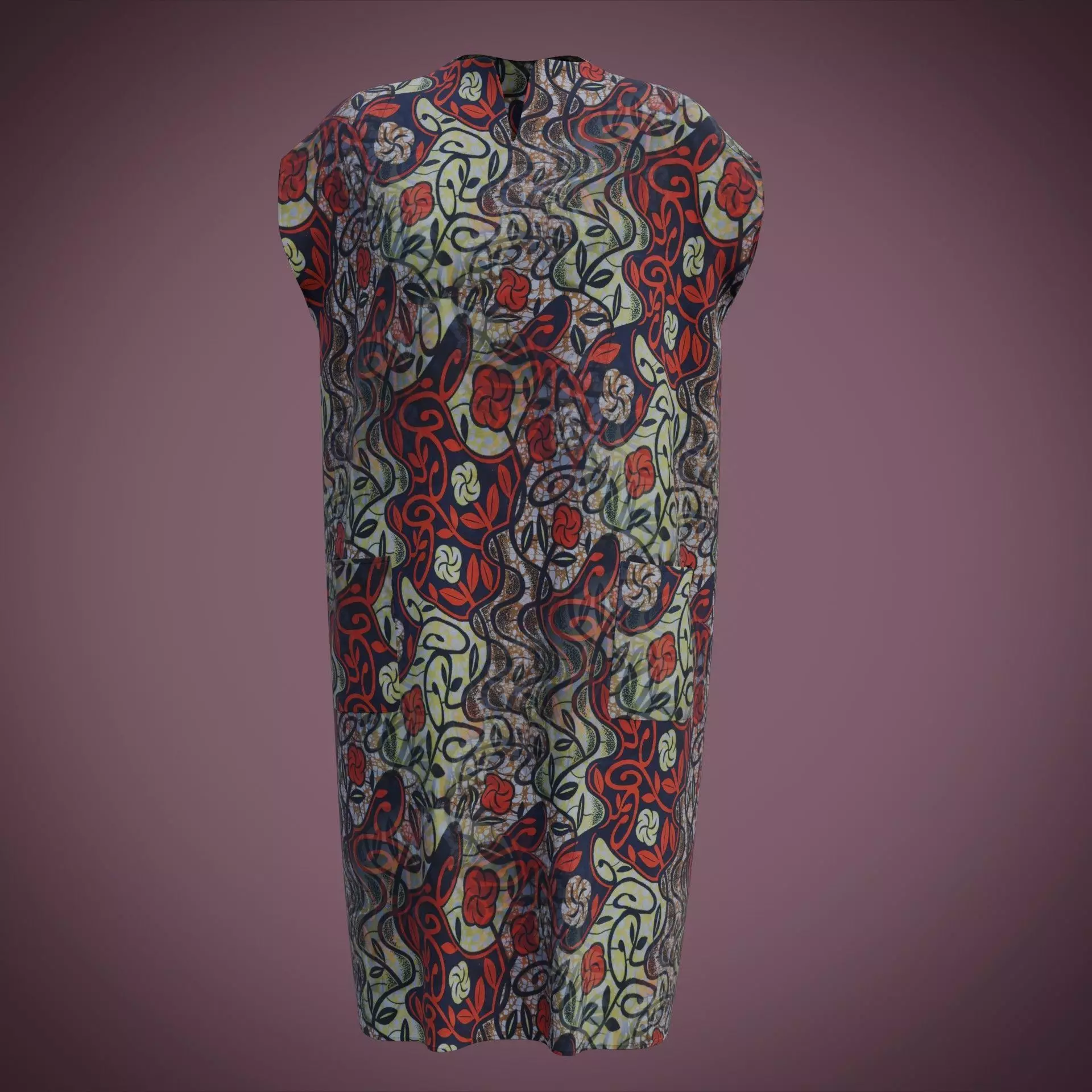 3D Female Ankara Dress - African Dress Low-poly 3D model