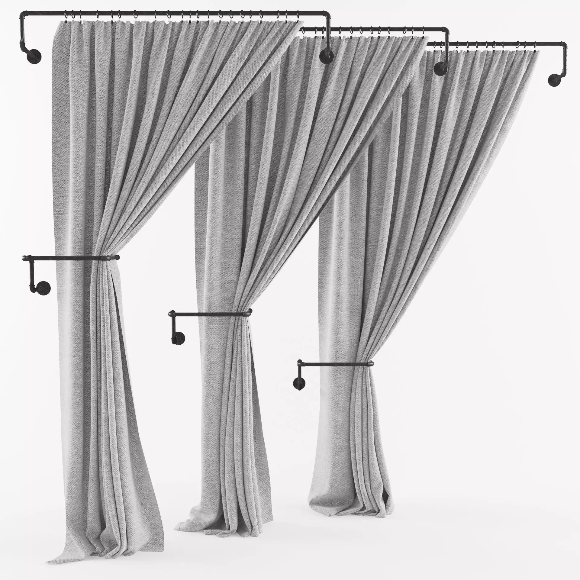 Curtain with metal rod 3D model_0
