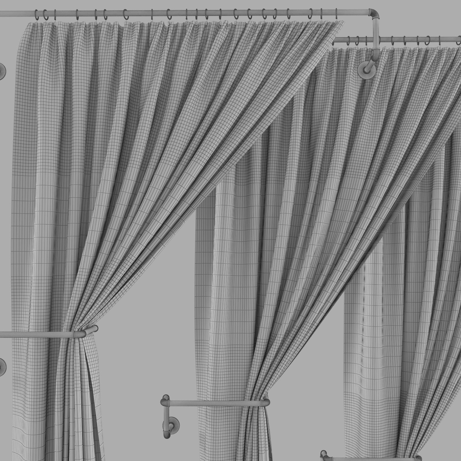 Curtain with metal rod 3D model_4