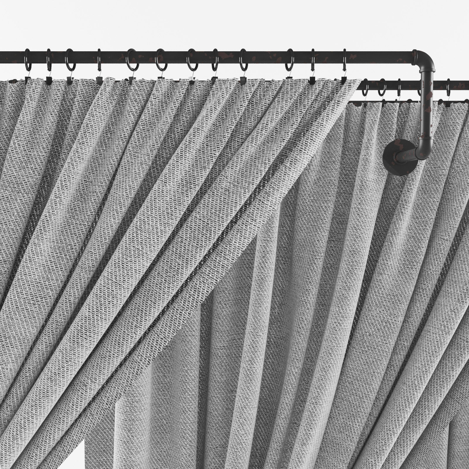 Curtain with metal rod 3D model_1
