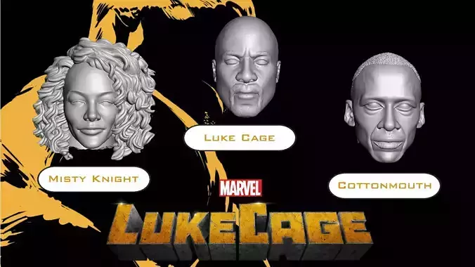 Luke Cage heads Custom Kit Marvel Legends 3D print model