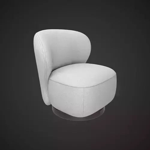 Modern Swivel Chair 3D Model Soft Grey Fabric Armchair