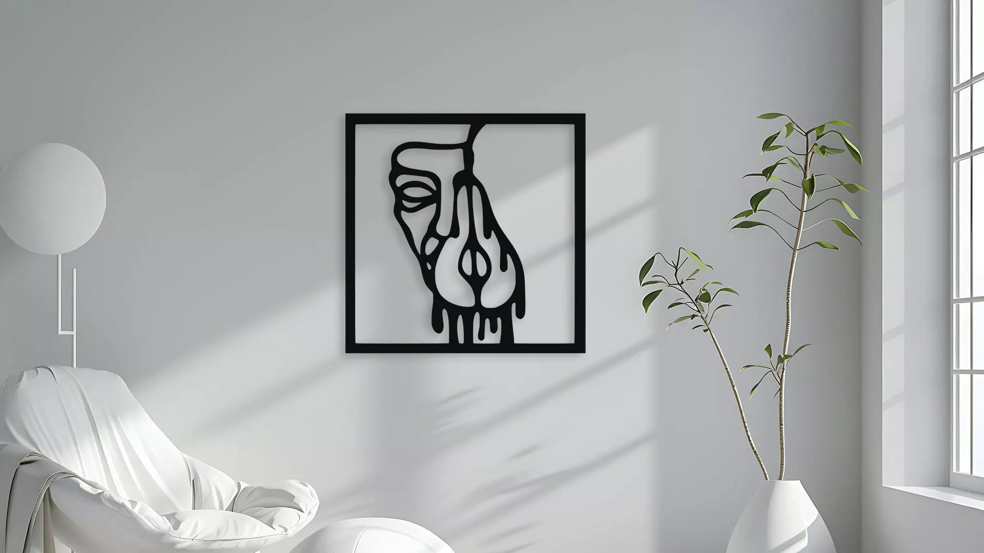 Abstract Melting Face Wall Decor 3D model_4