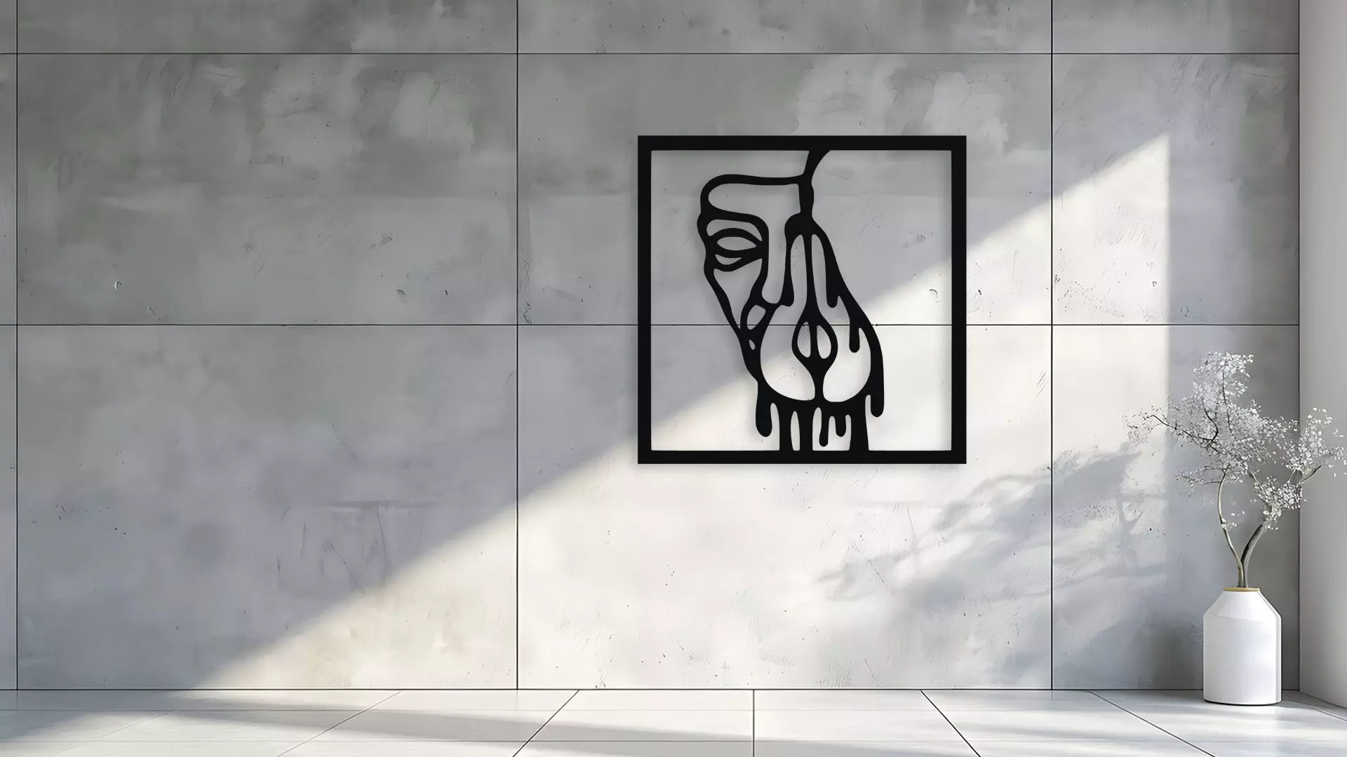 Abstract Melting Face Wall Decor 3D model_0