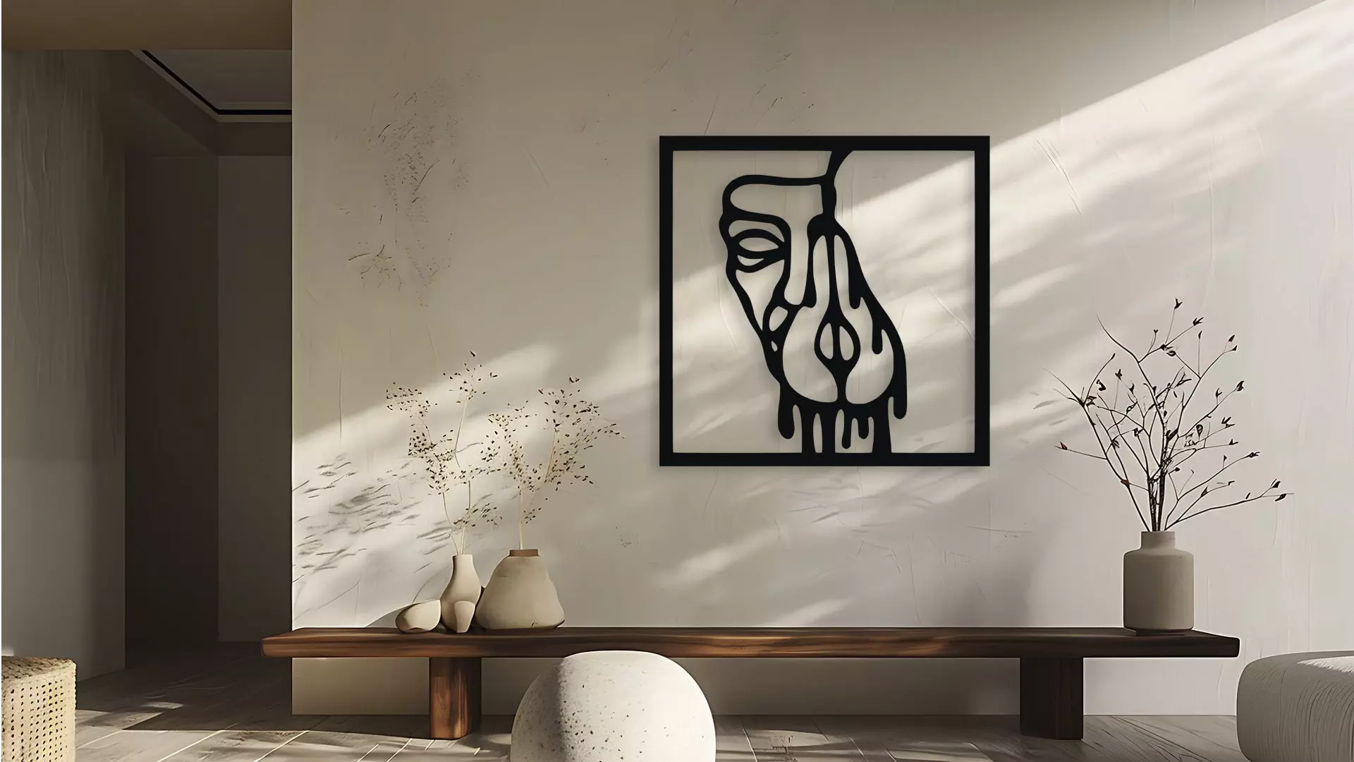 Abstract Melting Face Wall Decor 3D model_1