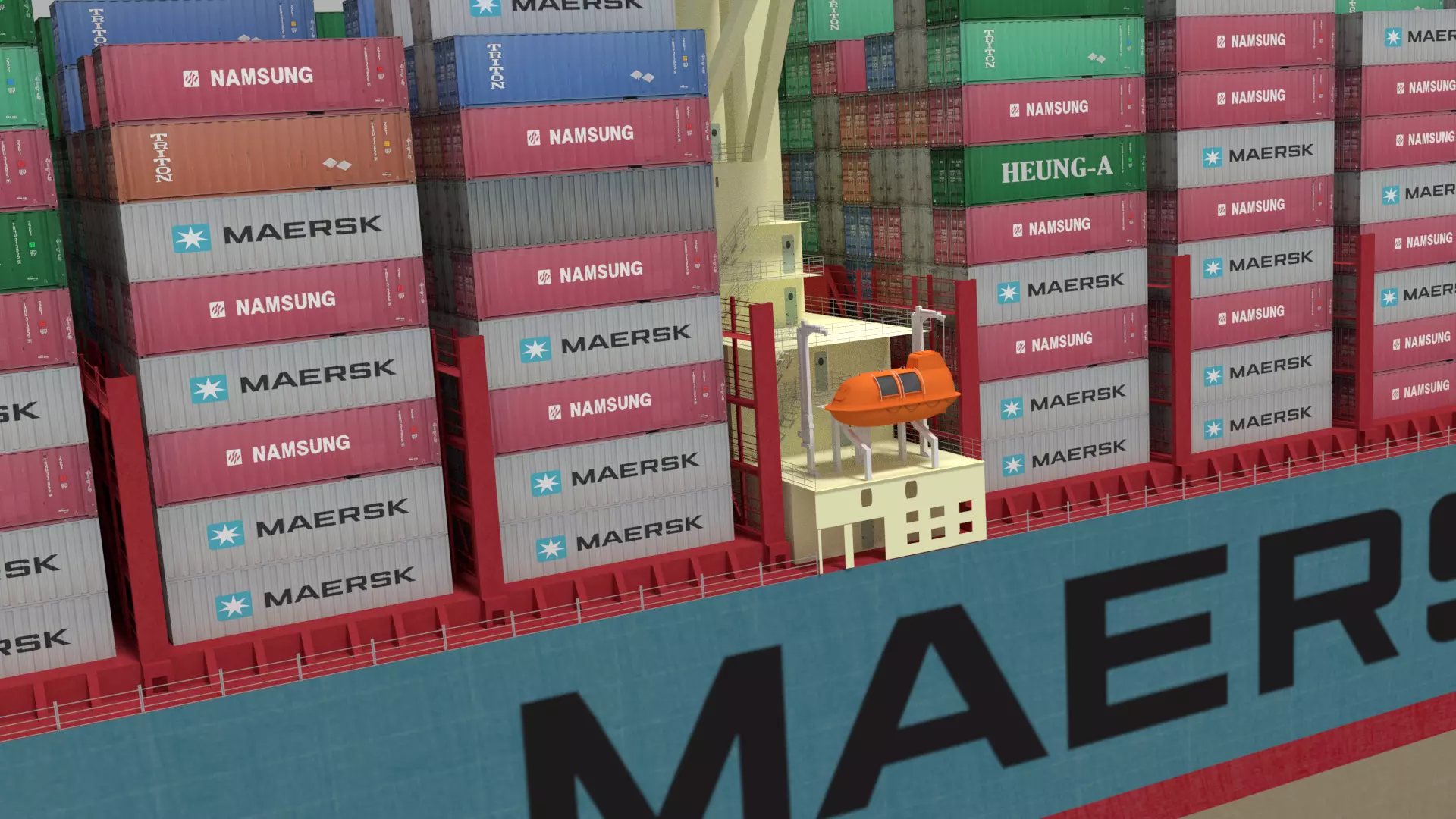 Triple E container ship 3D model_4