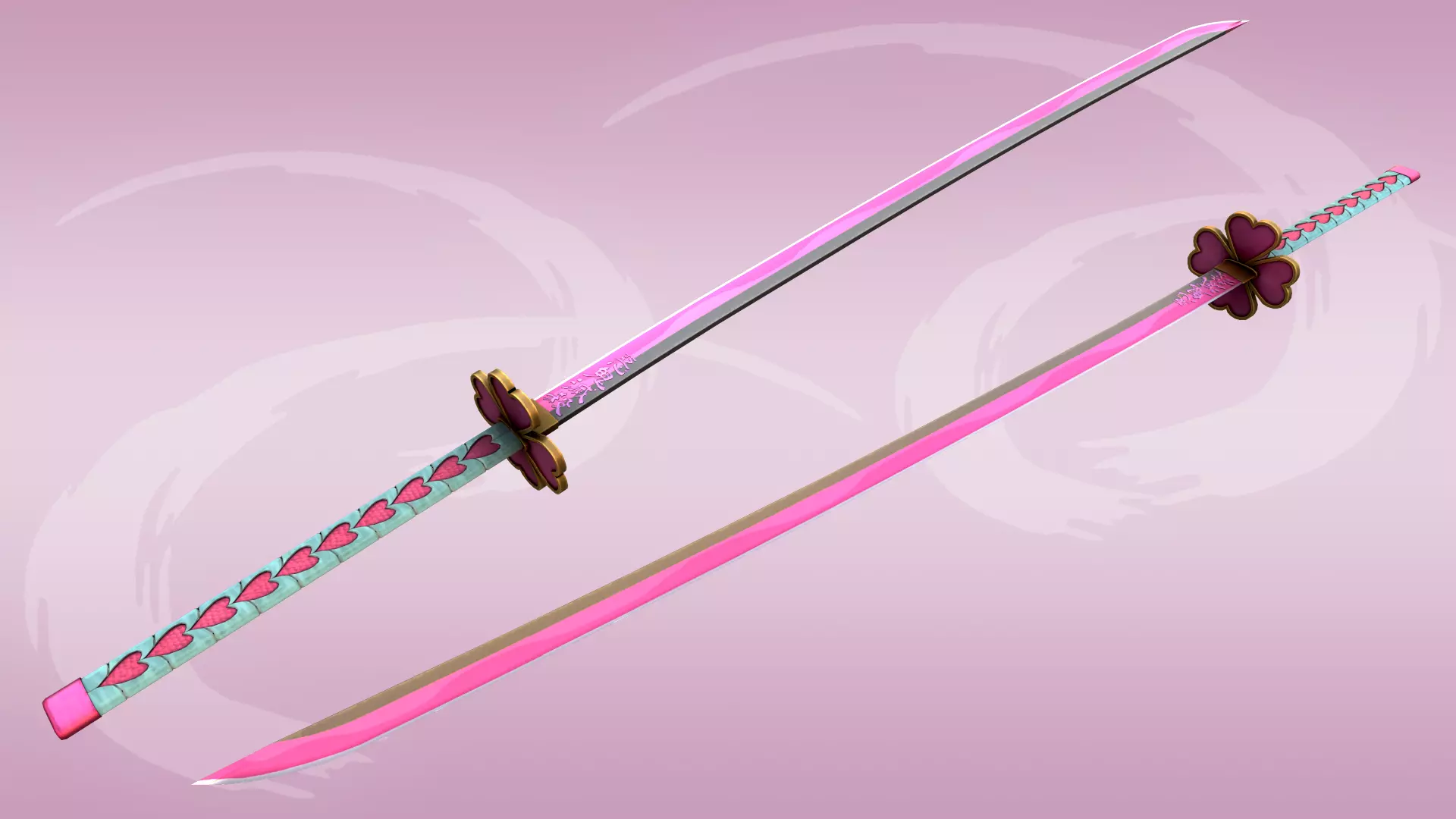 Demon Slayer Mitsuri Kanroji Nichirin Sword Low-poly 3D model_7