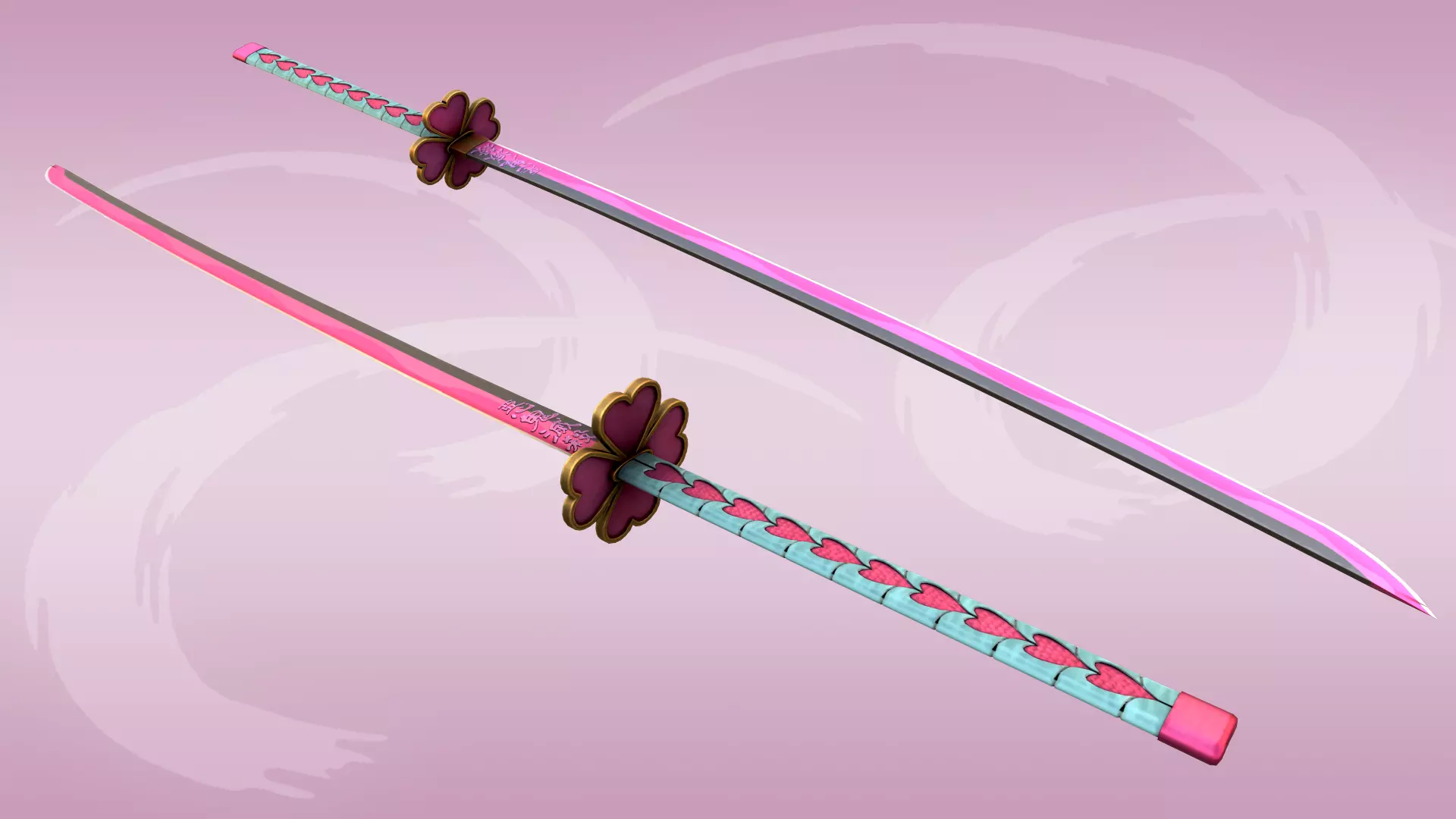 Demon Slayer Mitsuri Kanroji Nichirin Sword Low-poly 3D model_10