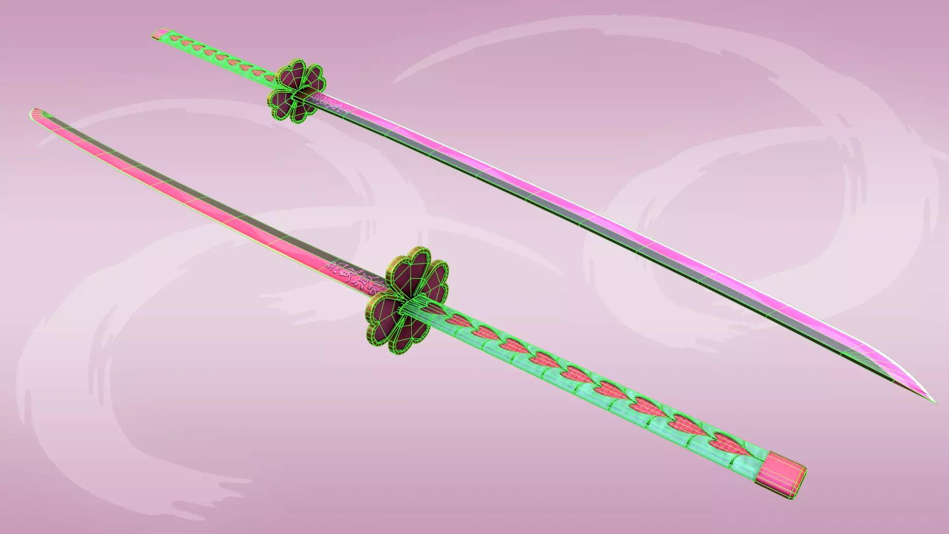 Demon Slayer Mitsuri Kanroji Nichirin Sword Low-poly 3D model_11