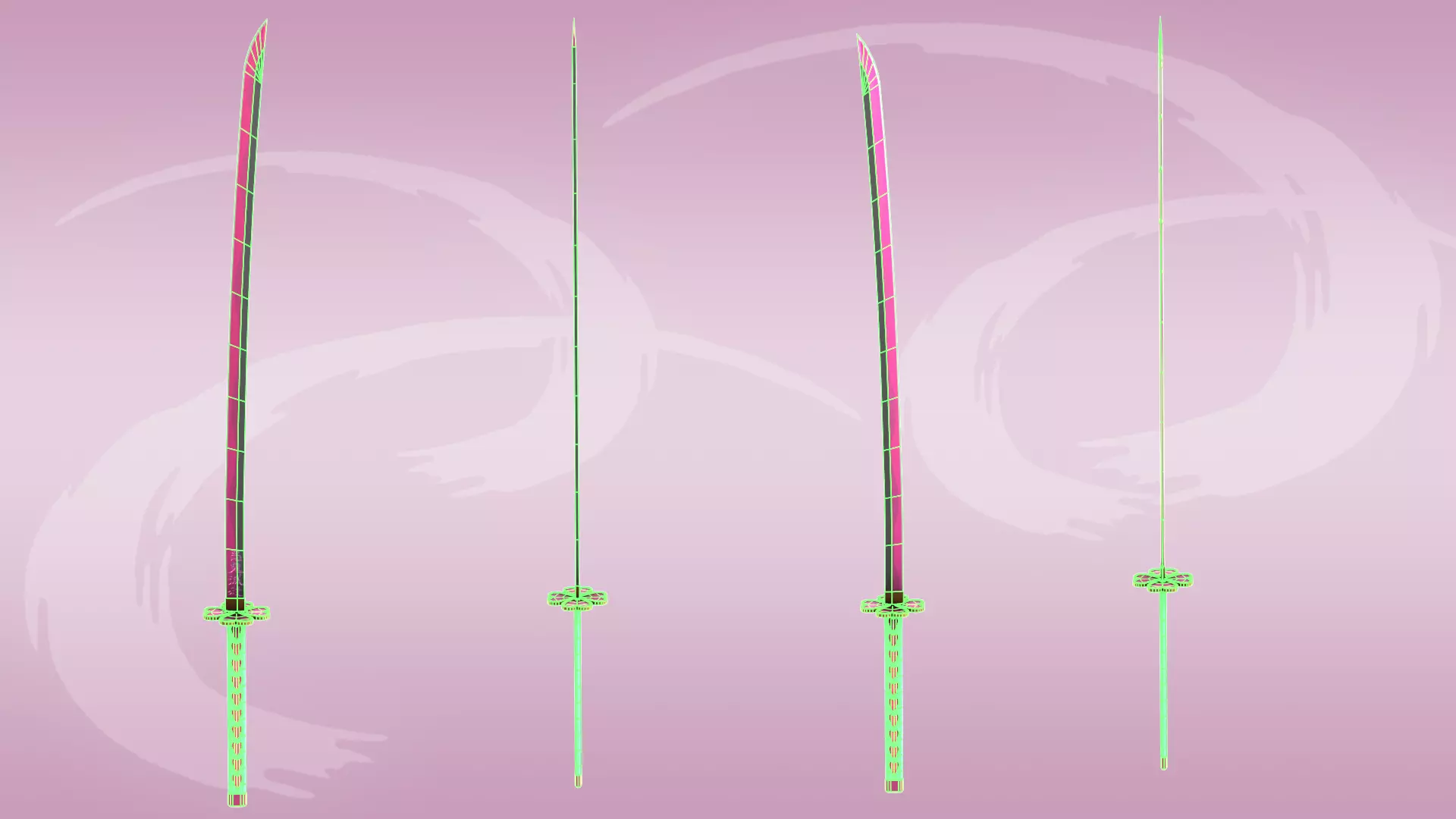 Demon Slayer Mitsuri Kanroji Nichirin Sword Low-poly 3D model_14