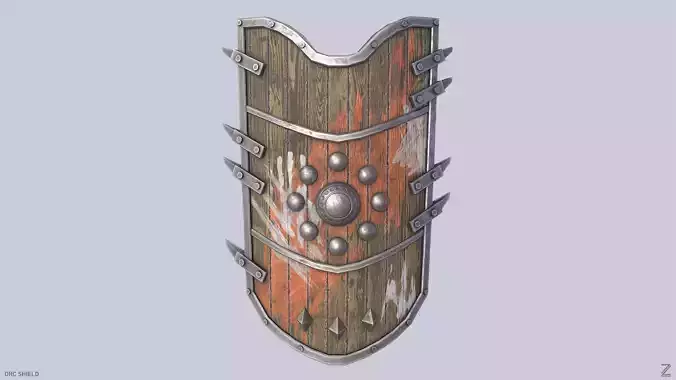 Orc shield Low-poly 3D model